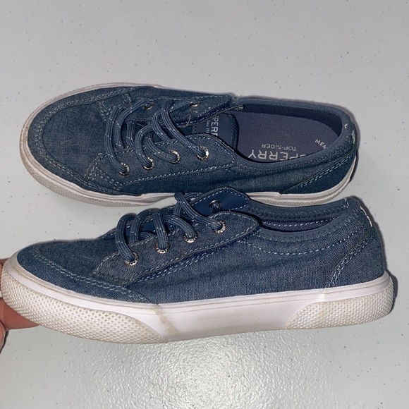 Sperry Boy’s Denim Jean Slip On Velcro Sneakers Memory Foam Size 12 - Picture 11 of 12